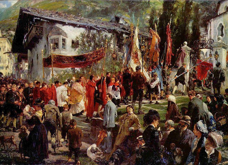 Adolph von Menzel Fronleichnamsprozession in Hofgastein Norge oil painting art